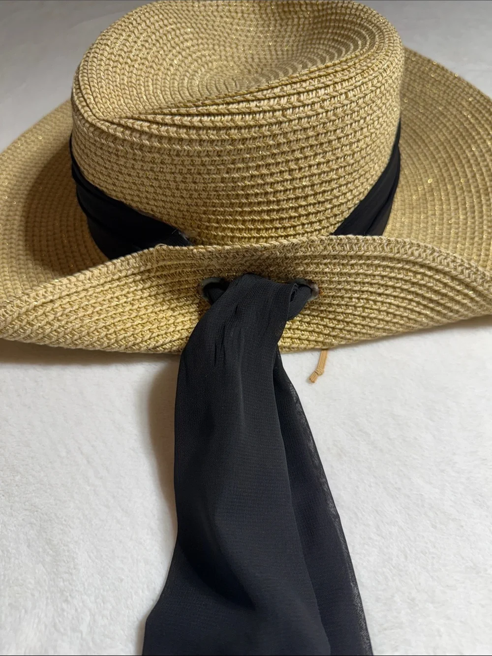 Chapel Hats Woven Straw Sun Hat with Black Band - Women's Summer Hat